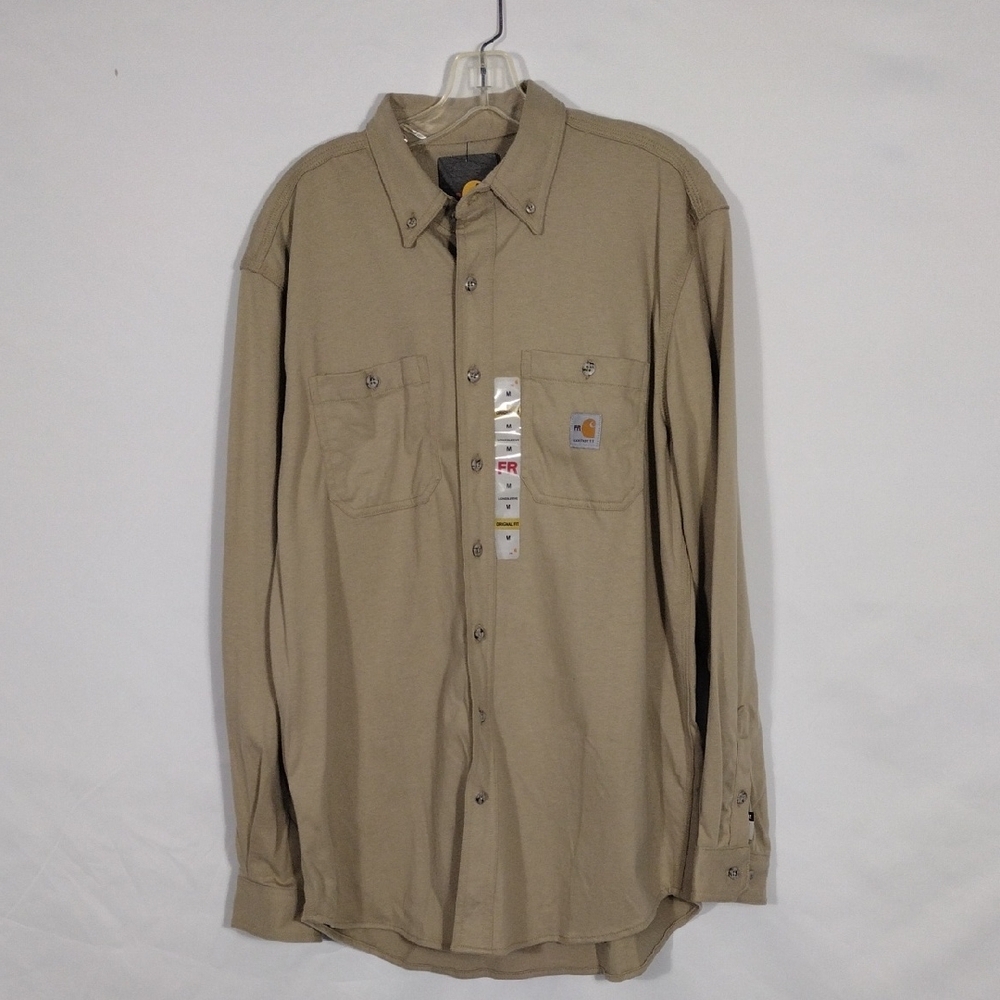 NWT Carhartt Brown Original Fit Flame Resistant Long Sleeve Shirt Size Medium